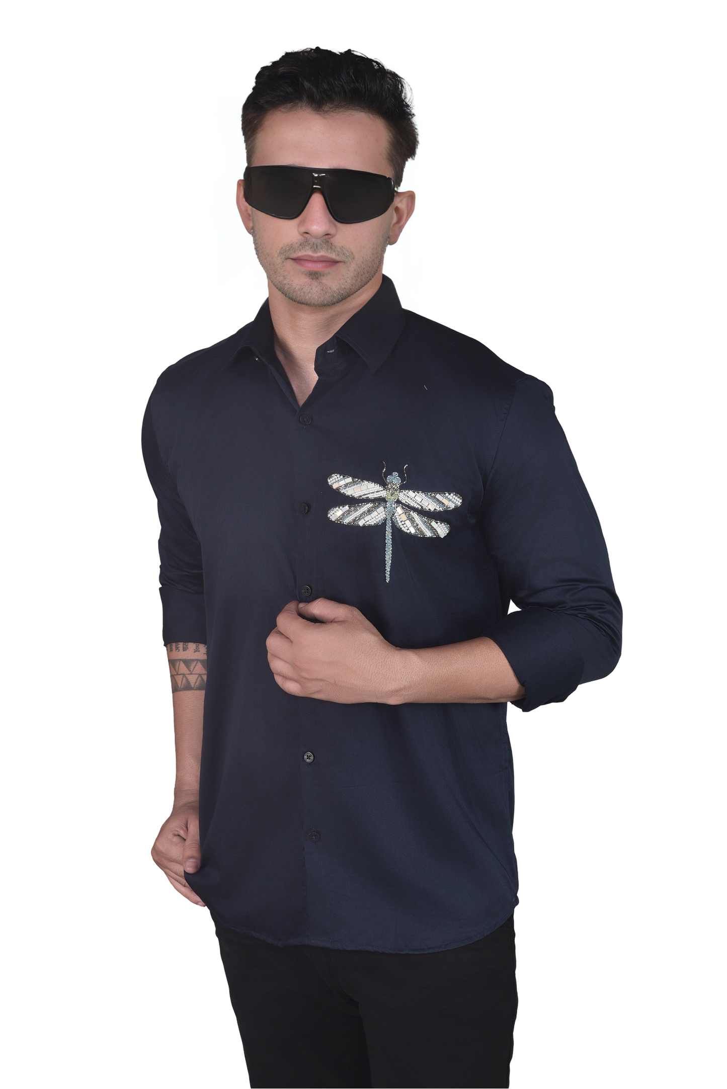 DRAGONFLY BEAUTIFULLY EMBROIDERED ON A SHIRT