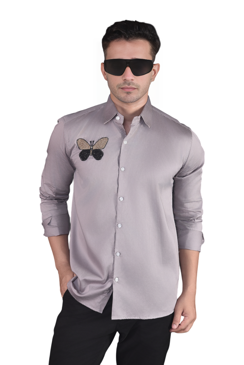 "BUTTERFLY HANDMADE EMBROIDERY SHIRT"