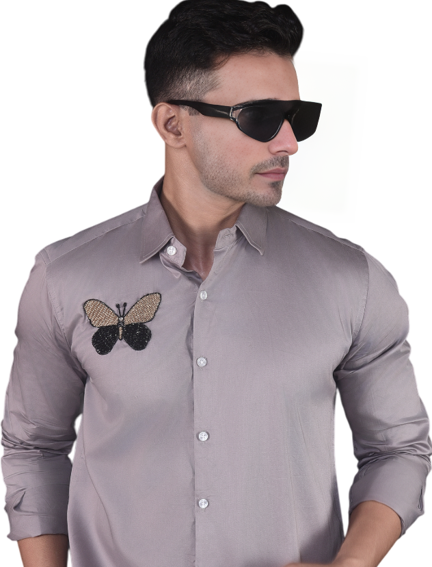 "BUTTERFLY HANDMADE EMBROIDERY SHIRT"