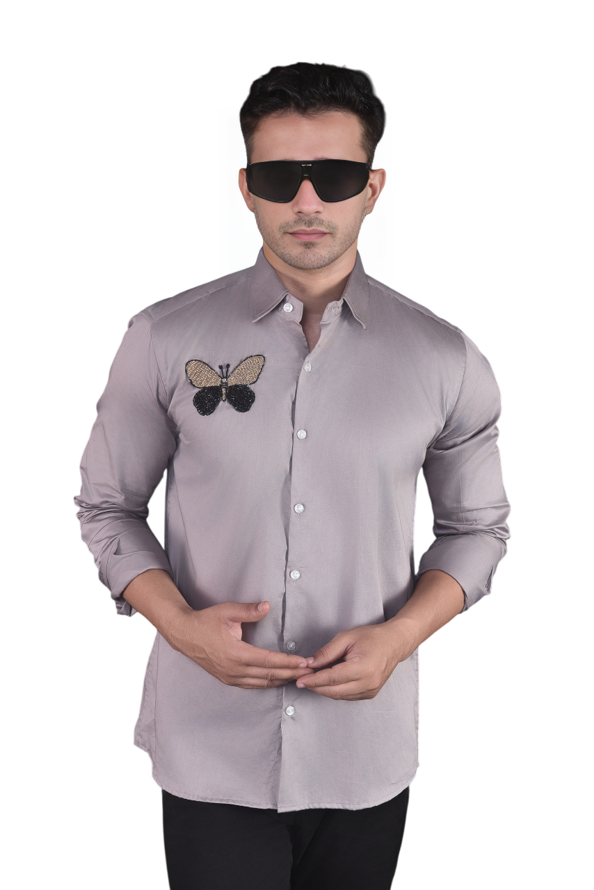 "BUTTERFLY HANDMADE EMBROIDERY SHIRT"