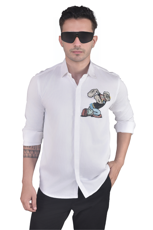 HAND MADE EMBROIDERY POPEYE DESIGNED SHIRT