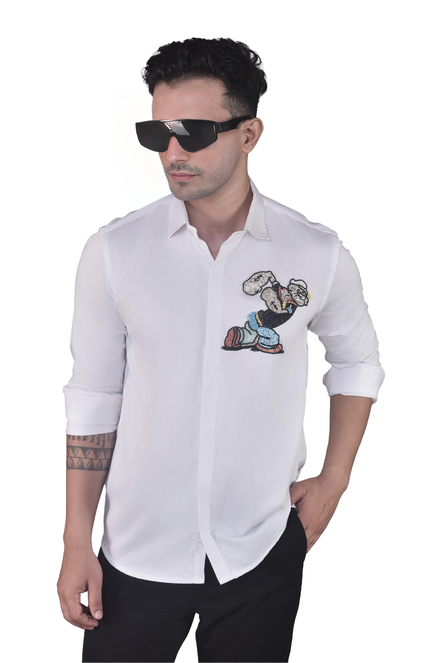 HAND MADE EMBROIDERY POPEYE DESIGNED SHIRT