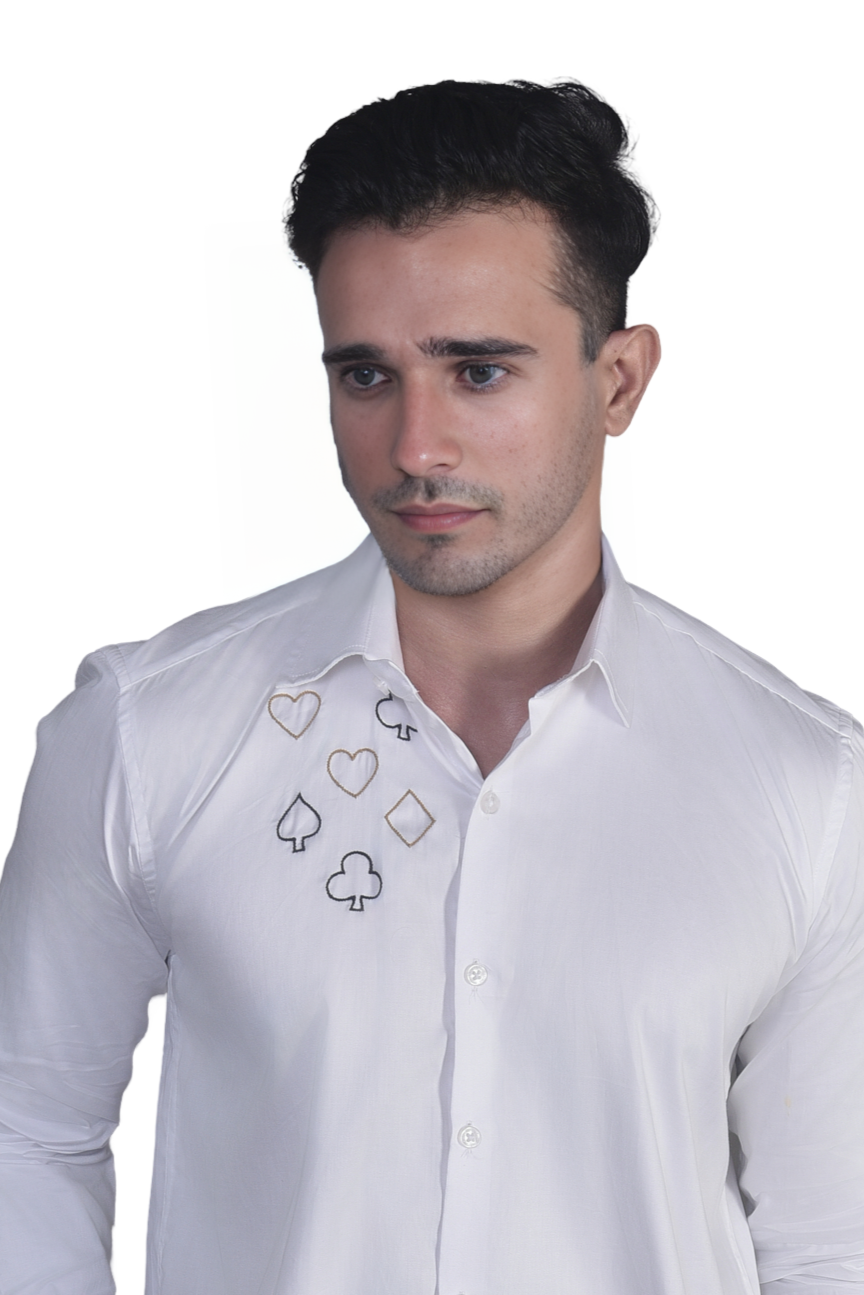 HAND EMBROIDERED SHIRT FOR CARD LOVERS