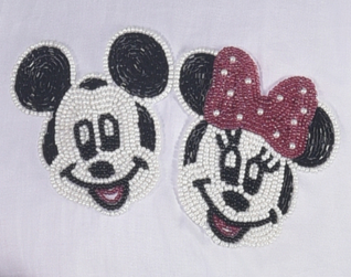 Colourful Mickey Minnie embroidered on a shirt