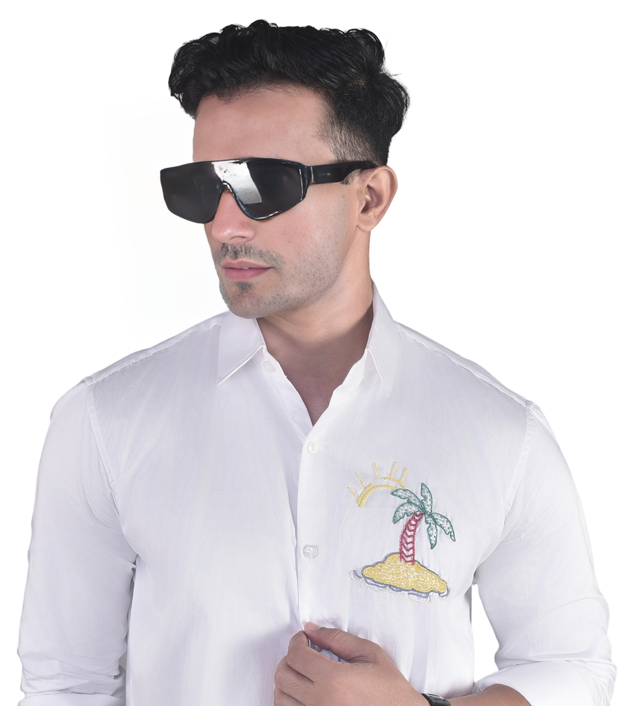 TROPICAL BEACH VACATION EMBROIDERY SHIRT