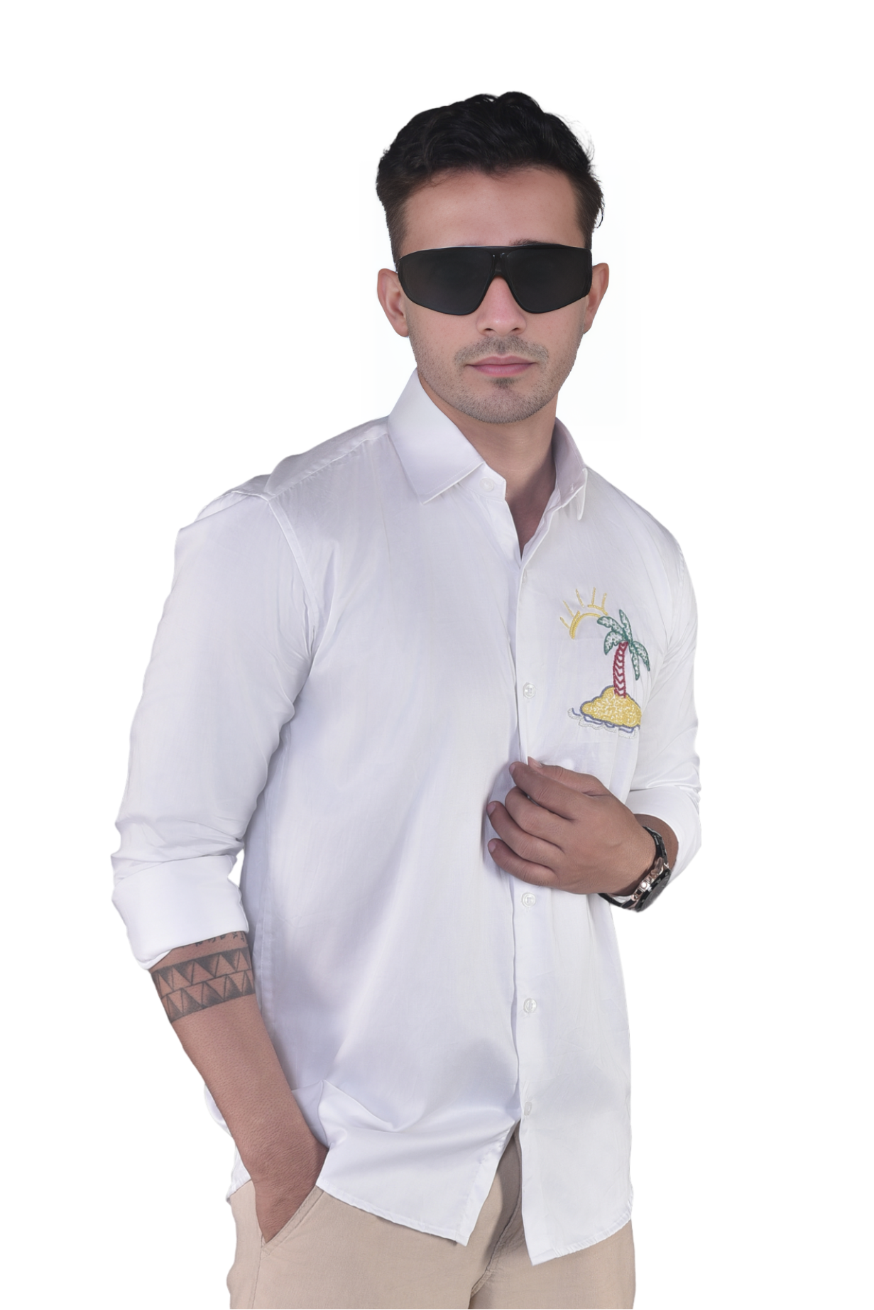 TROPICAL BEACH VACATION EMBROIDERY SHIRT