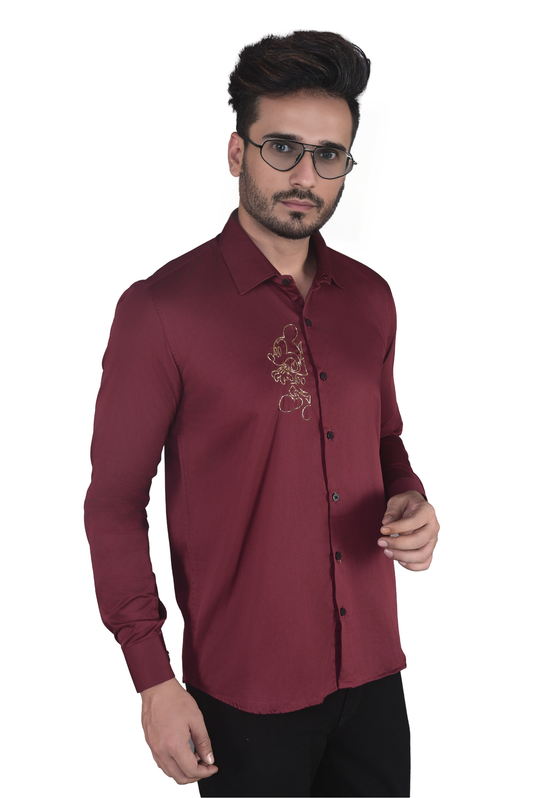 MICKEY MOUSE EMBROIDERED IN MAROON