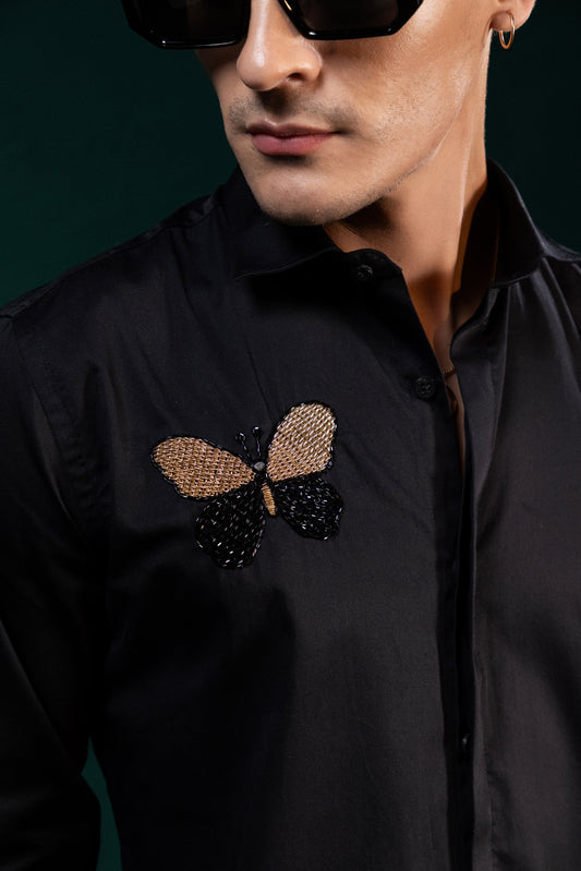 "BUTTERFLY HANDMADE EMBROIDERY SHIRT"