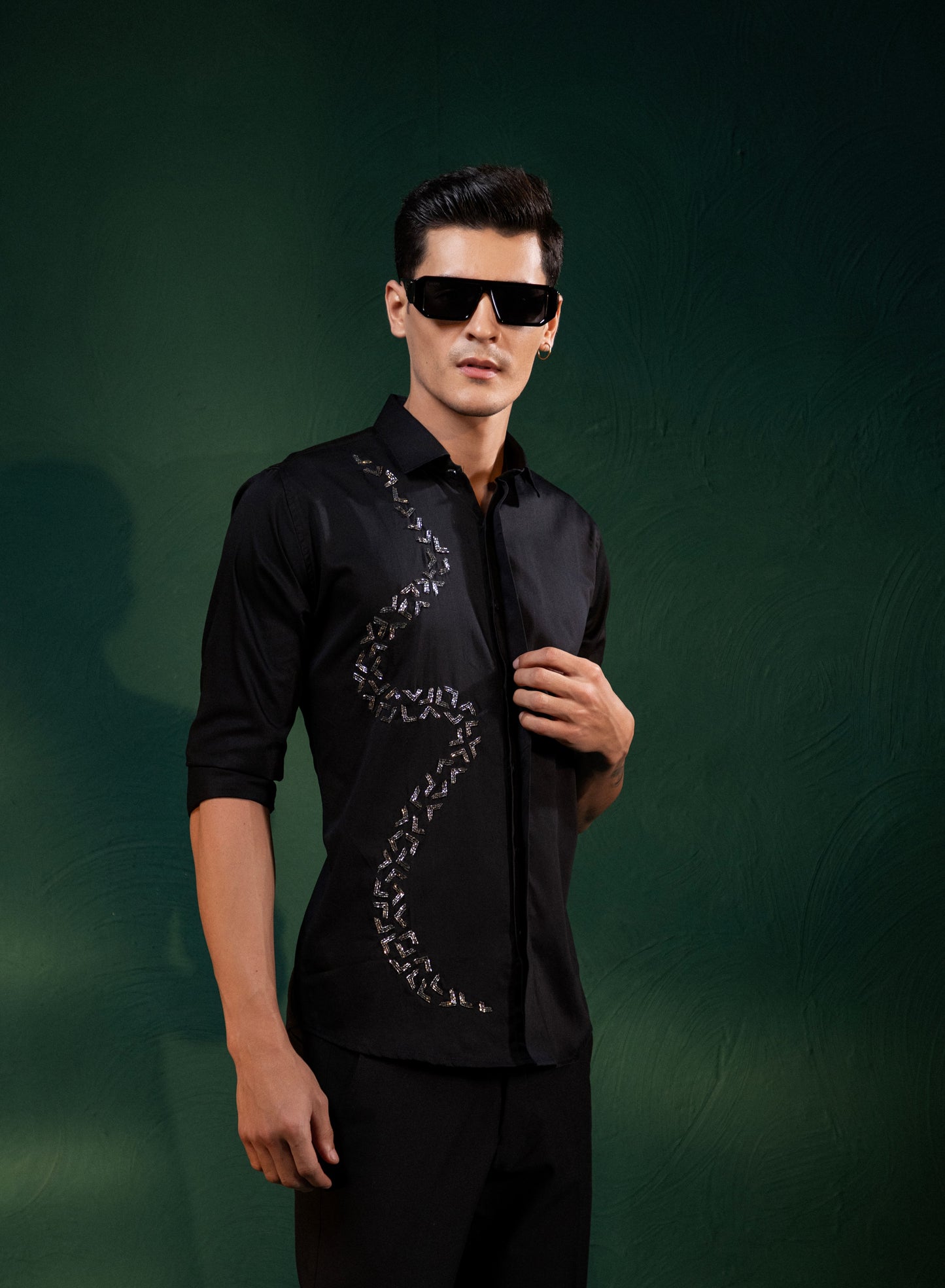 "V SHAPED EMBROIDERY ON A SHIRT"