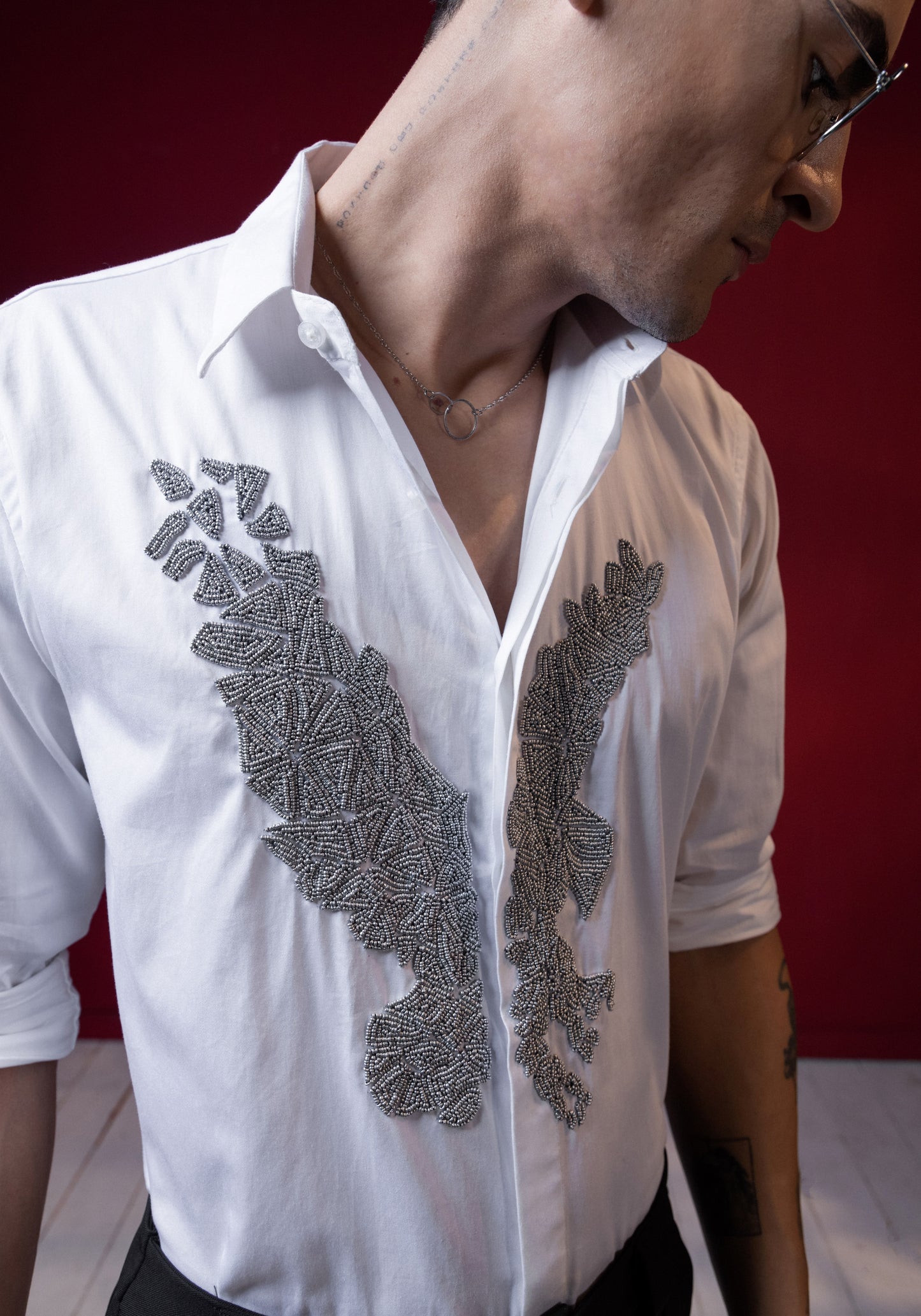 HAND MADE EMBROIDERY EAGLE DESIGNED SHIRT