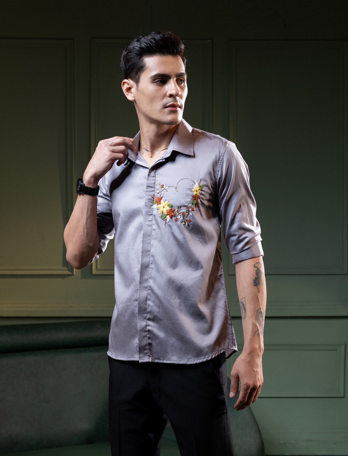 "HEART WITH FLOWERS" EMBROIDERED ON A SHIRT