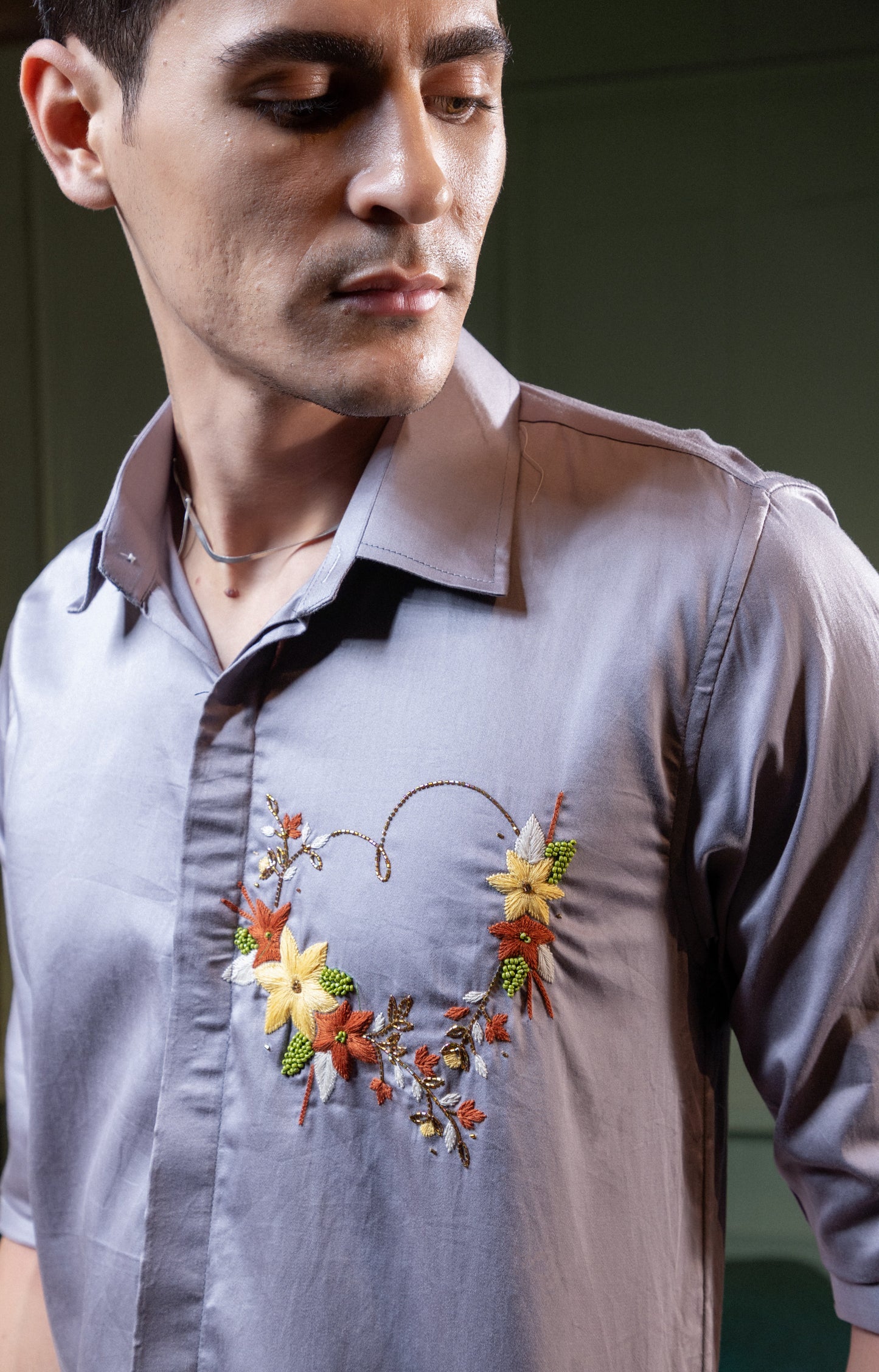 "HEART WITH FLOWERS" EMBROIDERED ON A SHIRT