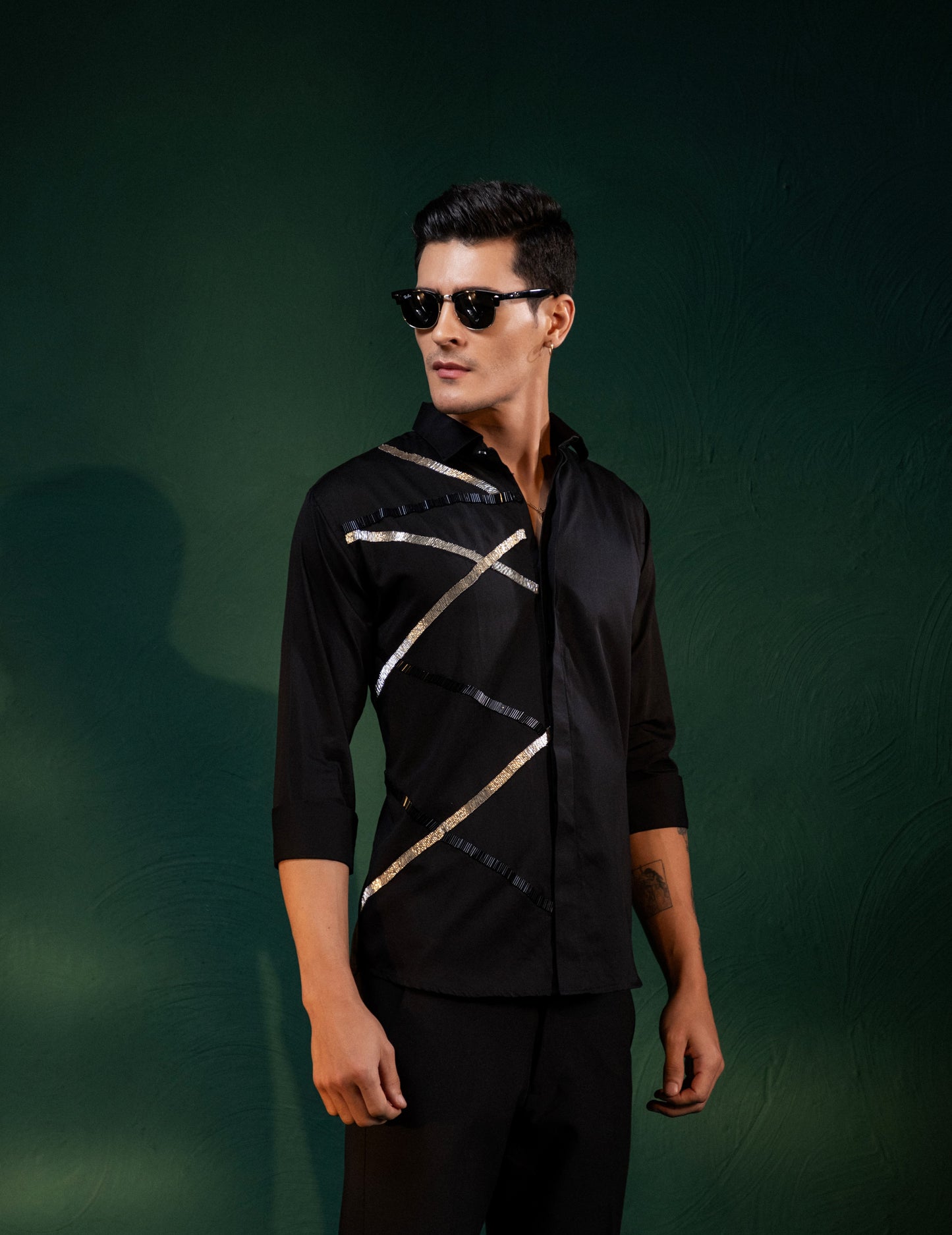 "LINE PATTERN" EMBROIDERED ON A SHIRT