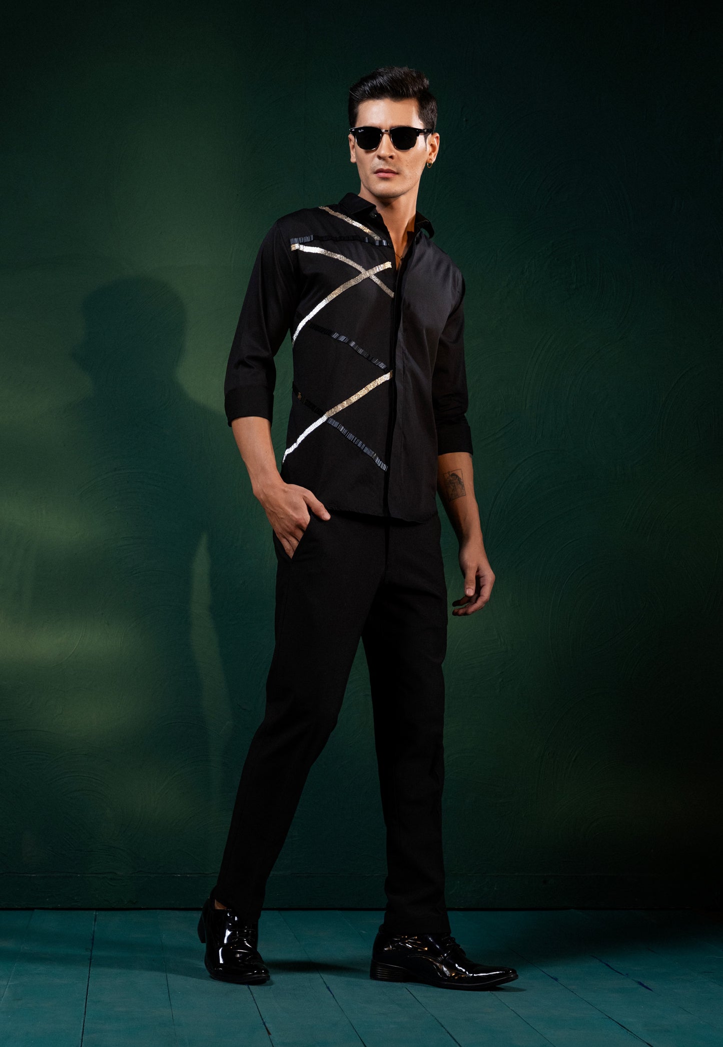 "LINE PATTERN" EMBROIDERED ON A SHIRT