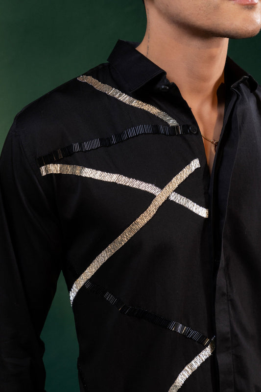 "LINE PATTERN" EMBROIDERED ON A SHIRT