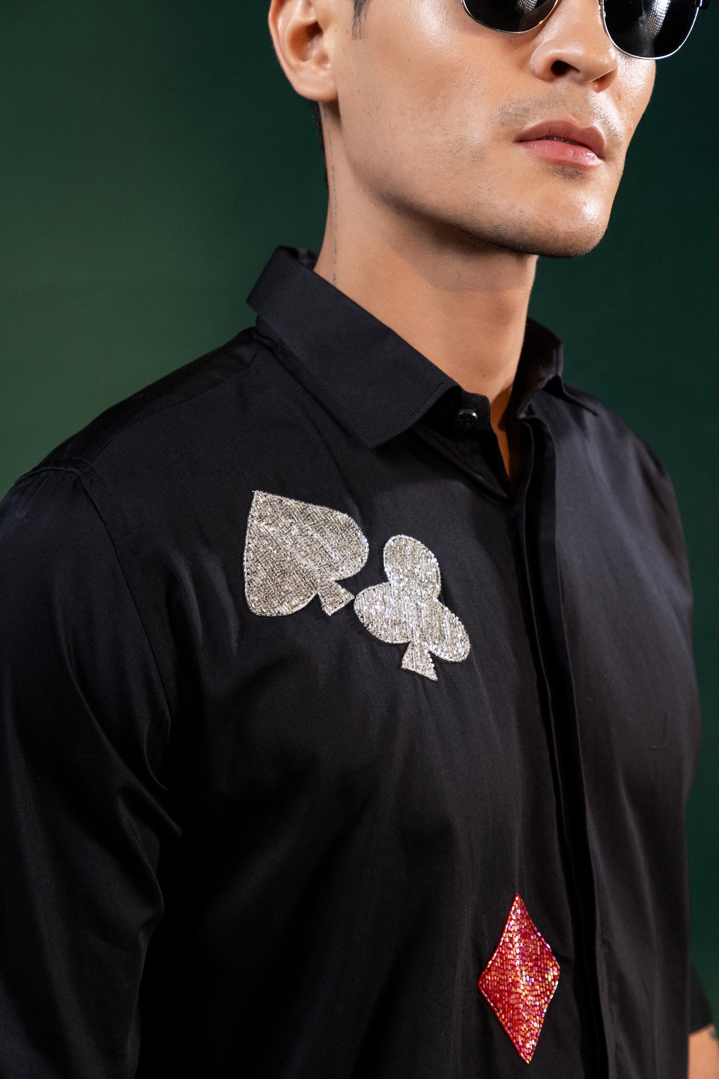 "CARD CLUBS" EMBROIDERED ON A SHIRT FOR POKER NIGHT