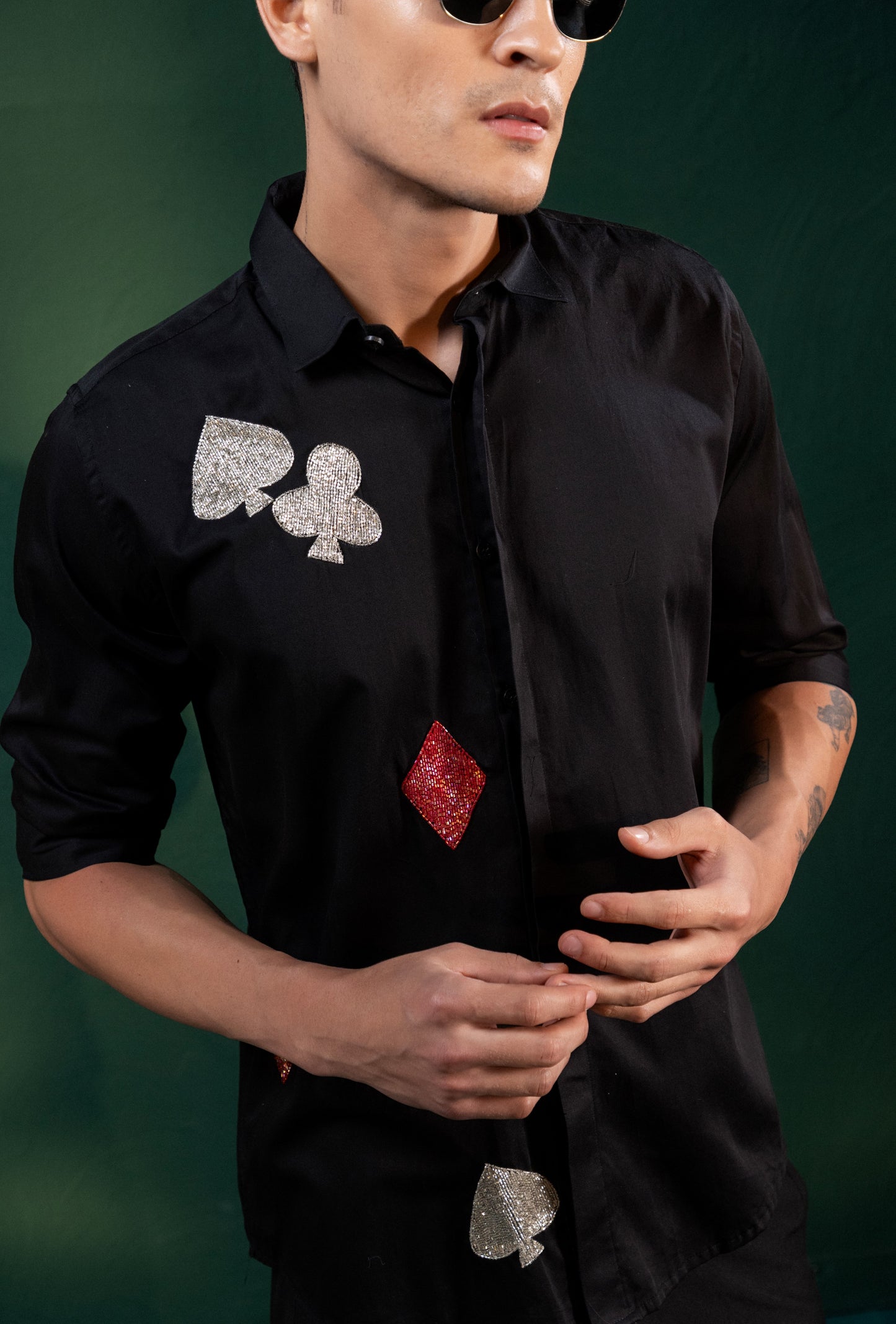 "CARD CLUBS" EMBROIDERED ON A SHIRT FOR POKER NIGHT
