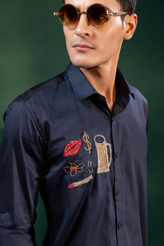 "SHIRT PERFECTLY EMBROIDERED FOR A PARTY"