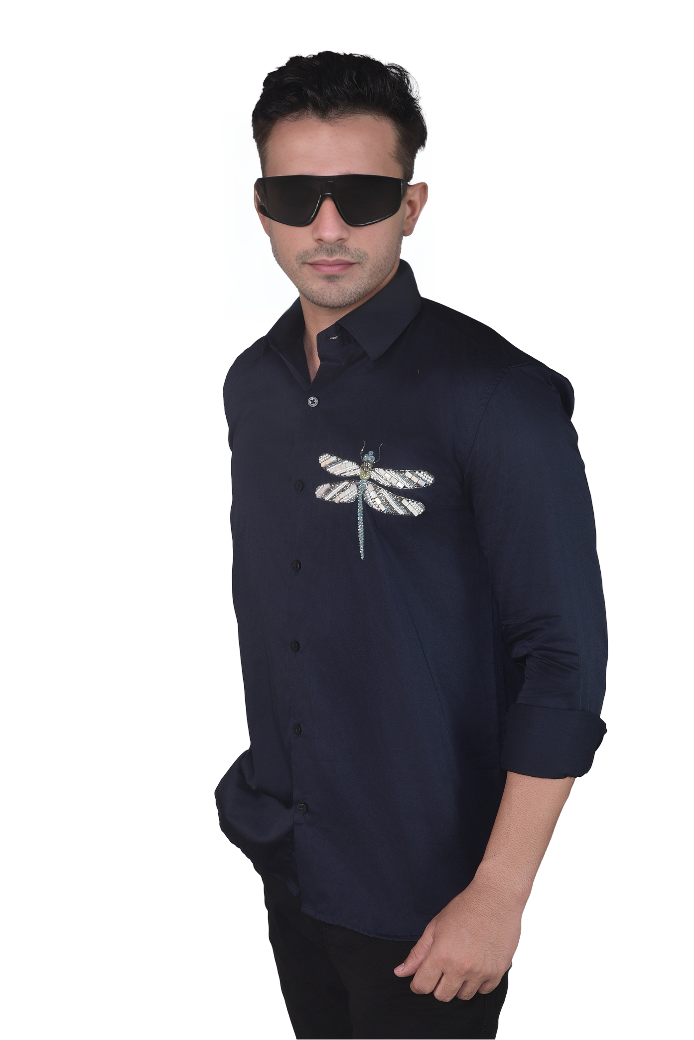 DRAGONFLY BEAUTIFULLY EMBROIDERED ON A SHIRT