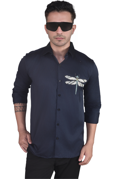 DRAGONFLY BEAUTIFULLY EMBROIDERED ON A SHIRT