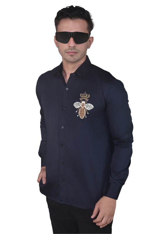 HAND MADE EMBROIDERY CROWN BEE DEISGN