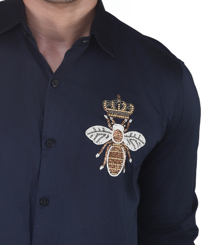 HAND MADE EMBROIDERY CROWN BEE DEISGN