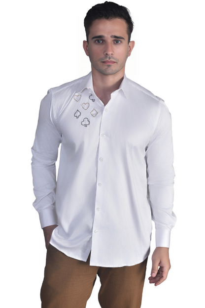 HAND EMBROIDERED SHIRT FOR CARD LOVERS