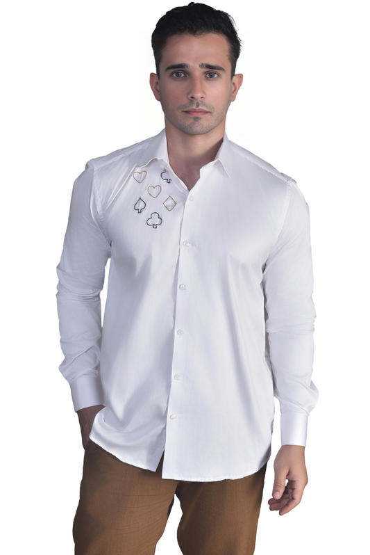 HAND EMBROIDERED SHIRT FOR CARD LOVERS