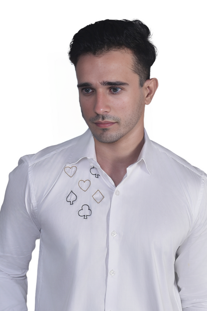 HAND EMBROIDERED SHIRT FOR CARD LOVERS