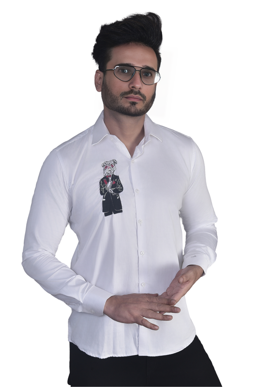 WHITE SHIRT WITH A MAN IN FORMAL