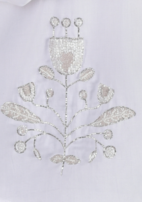 BEAUTIFUL FLOWER EMBROIDERY ON A WHITE SHIRT