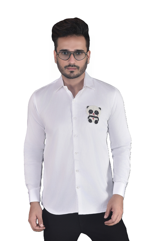 PANDA HAND EMBROIDERED ON A SHIRT
