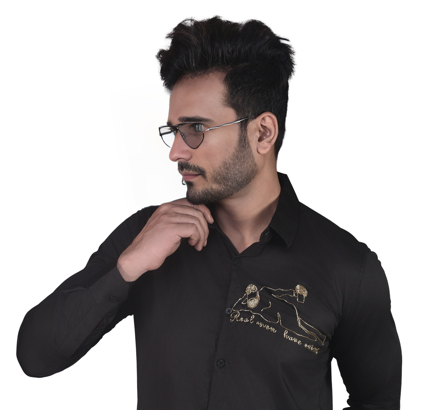 'REAL MEN HAVE CURVES' HAND CRAFTED ON A SHIRT