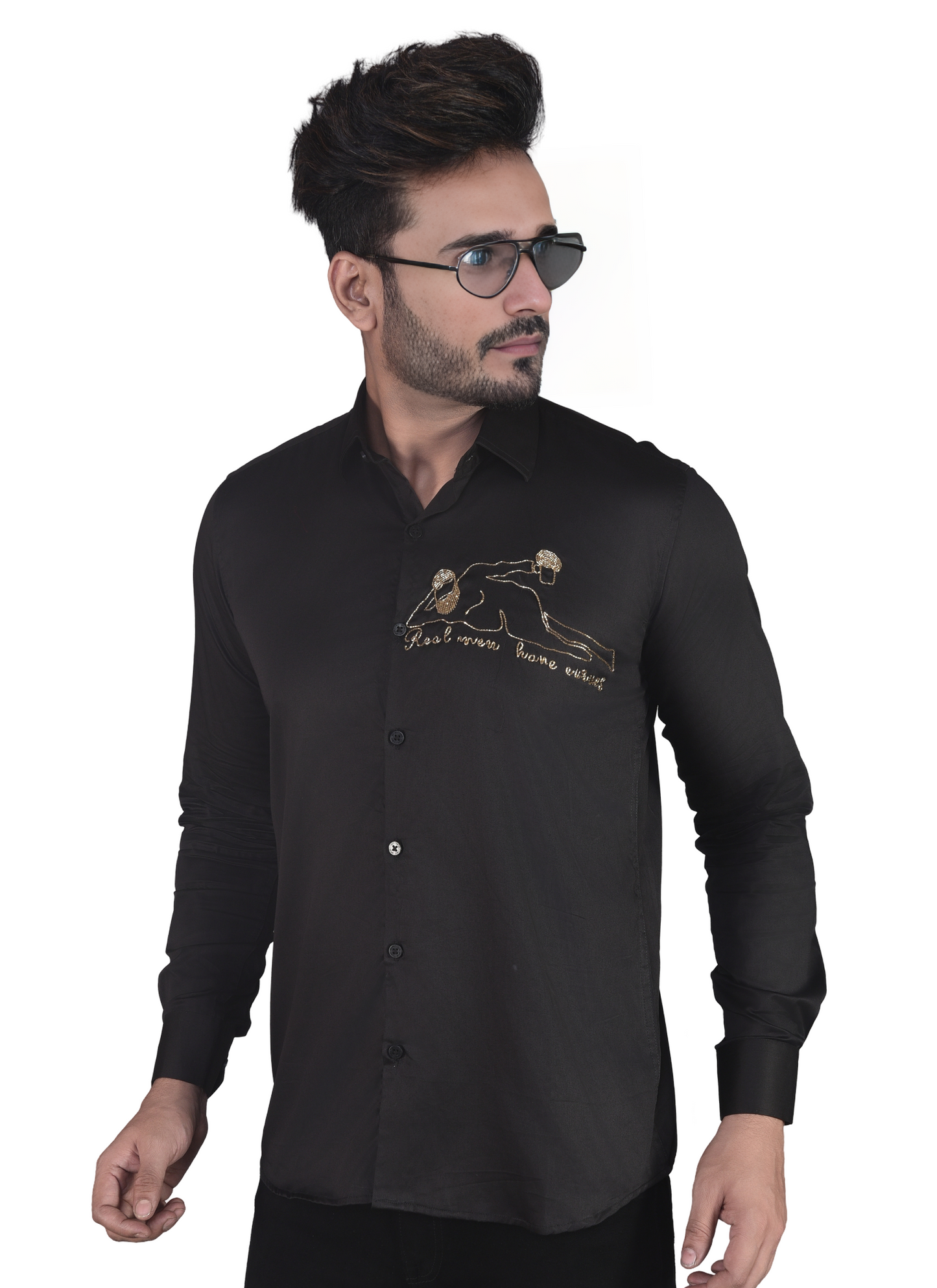 'REAL MEN HAVE CURVES' HAND CRAFTED ON A SHIRT