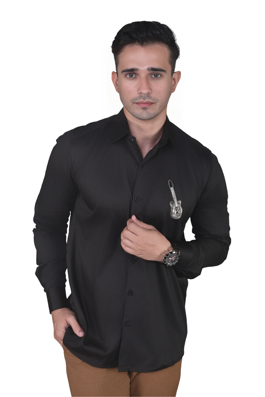 GUITAR EMBROIDERY ON SHIRT