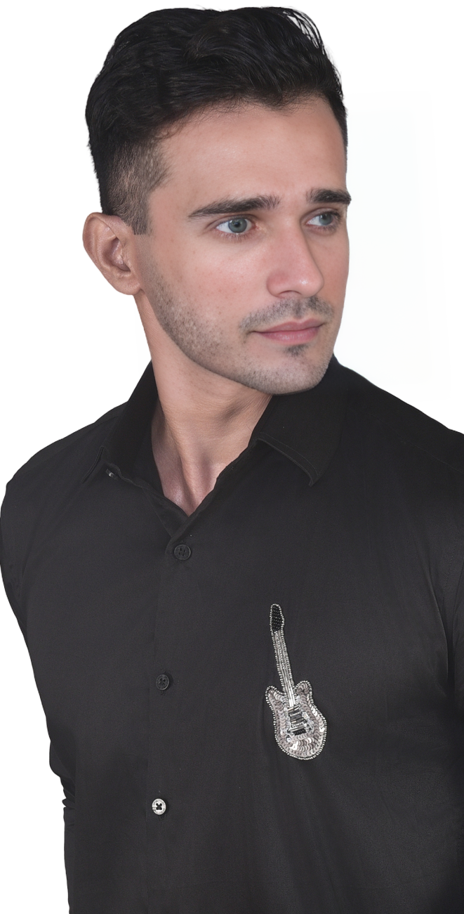GUITAR EMBROIDERY ON SHIRT