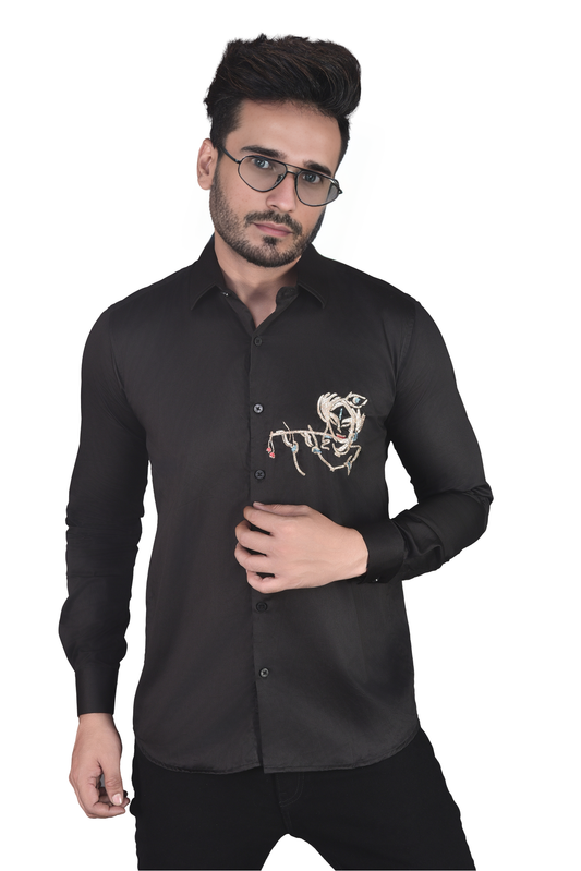 LORD KRISHNA IDOL HAND EMBROIDERED ON A SHIRT