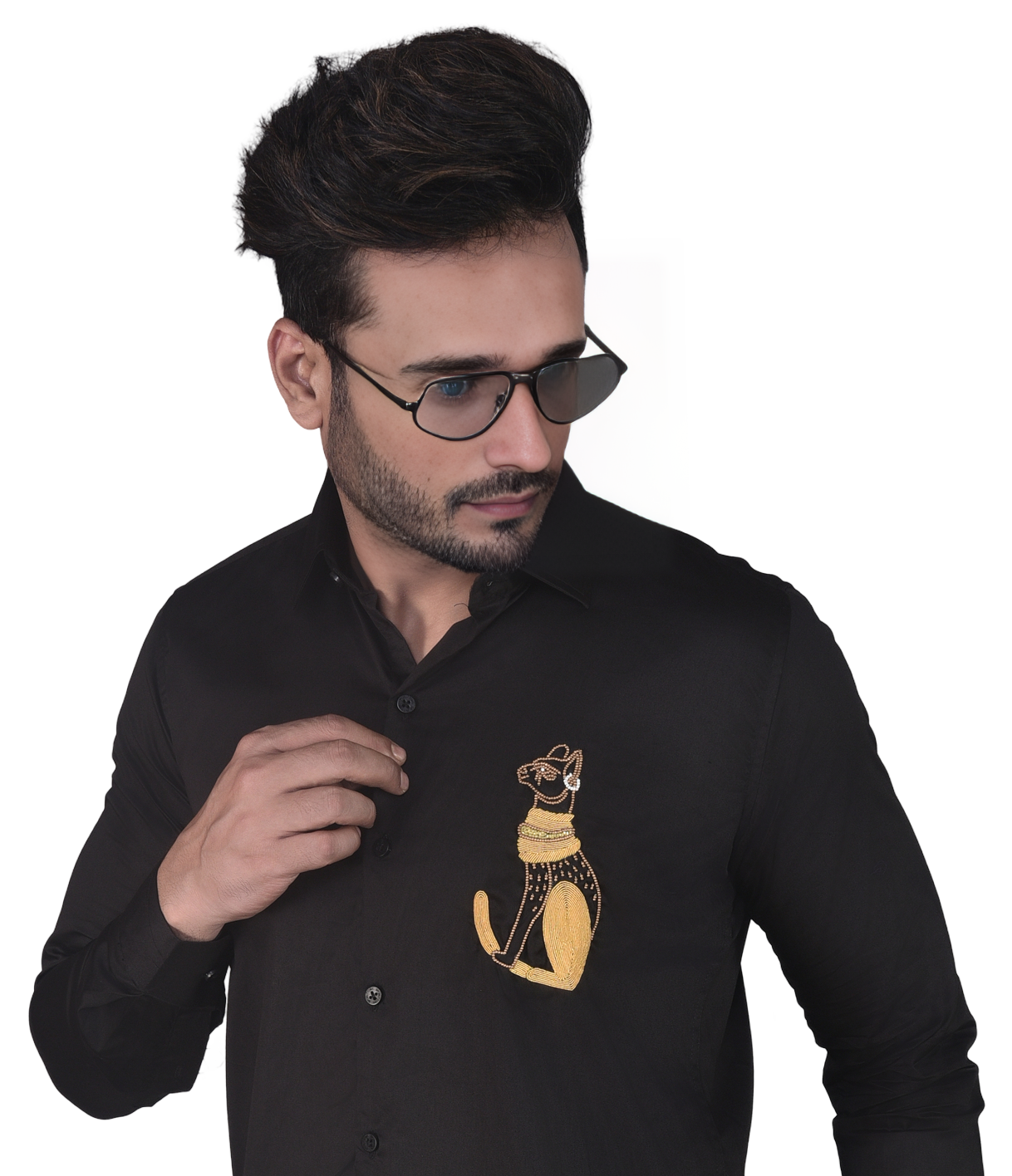 ANIMAL EMBROIDERED IN BLACK SHIRT