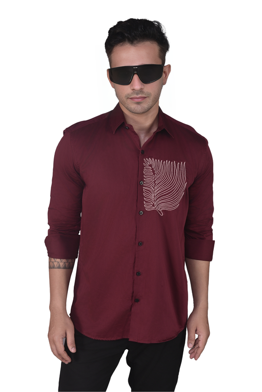 POCKET STYLE EMBROIDERY IN MAROON