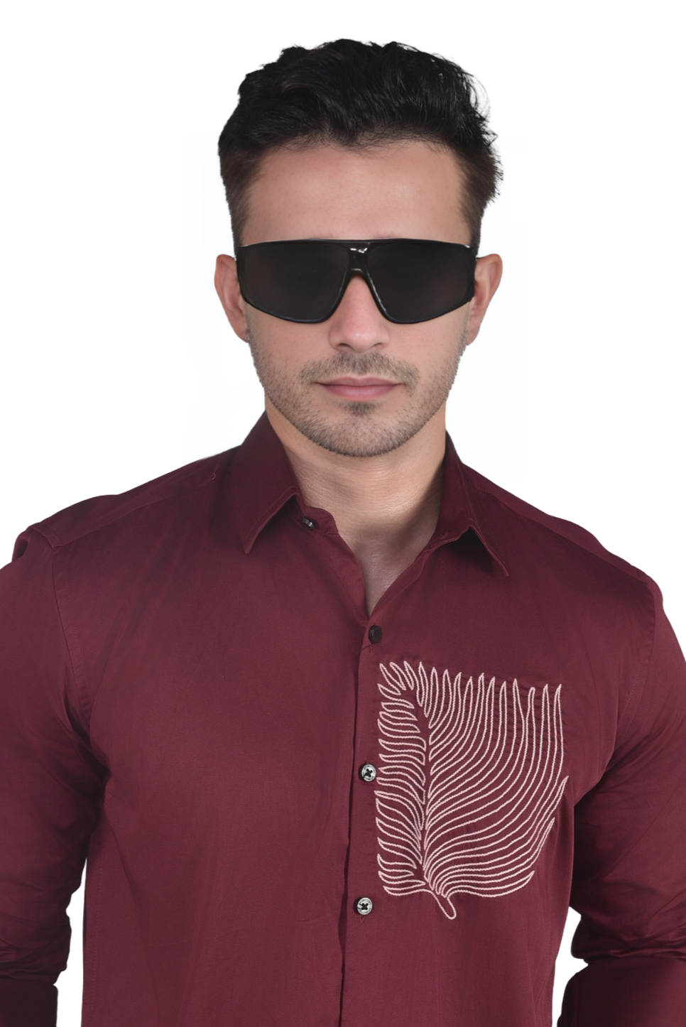 POCKET STYLE EMBROIDERY IN MAROON