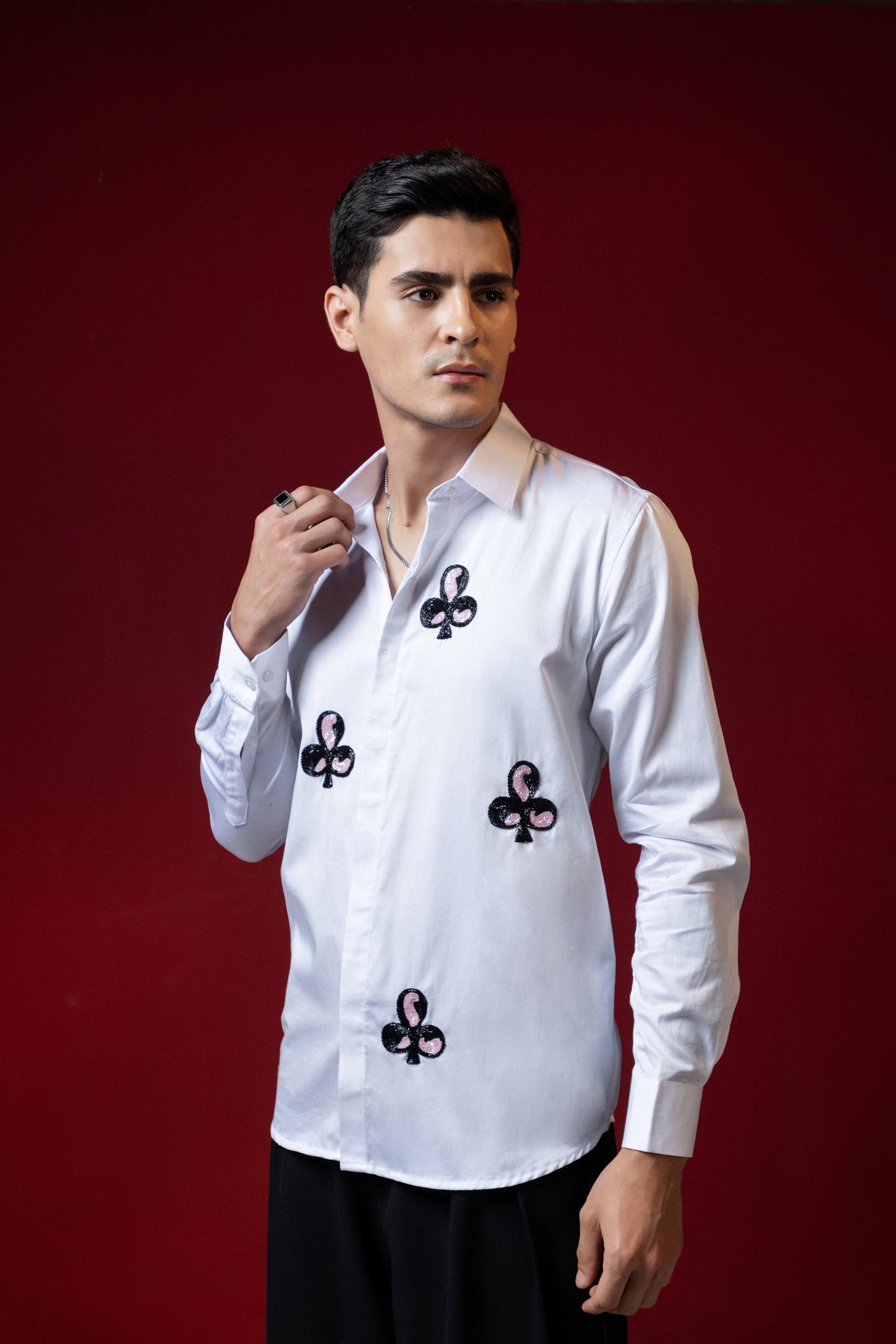 BEAUTHIFUL CLUB LOGO EMBROIDERED ON A WHITE PARTY WEAR SHIRT