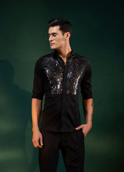 "BLACK SEQUINNED SHIRT"