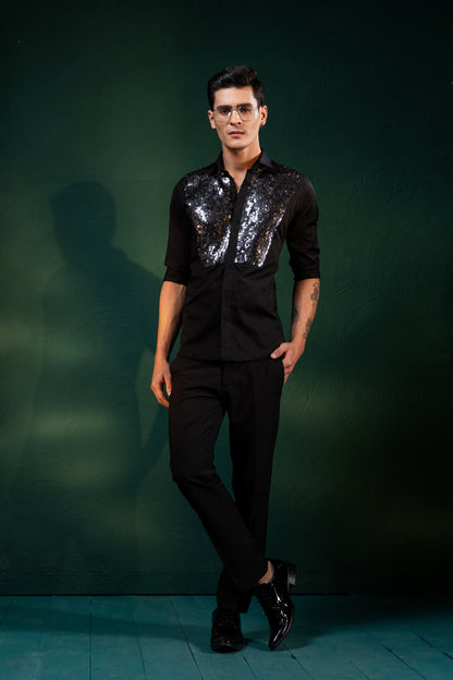 "BLACK SEQUINNED SHIRT"