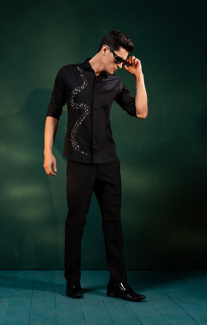 "V SHAPED EMBROIDERY ON A SHIRT"