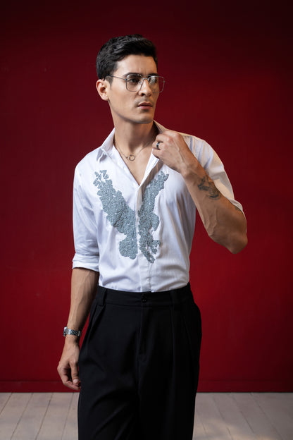 HAND MADE EMBROIDERY EAGLE DESIGNED SHIRT