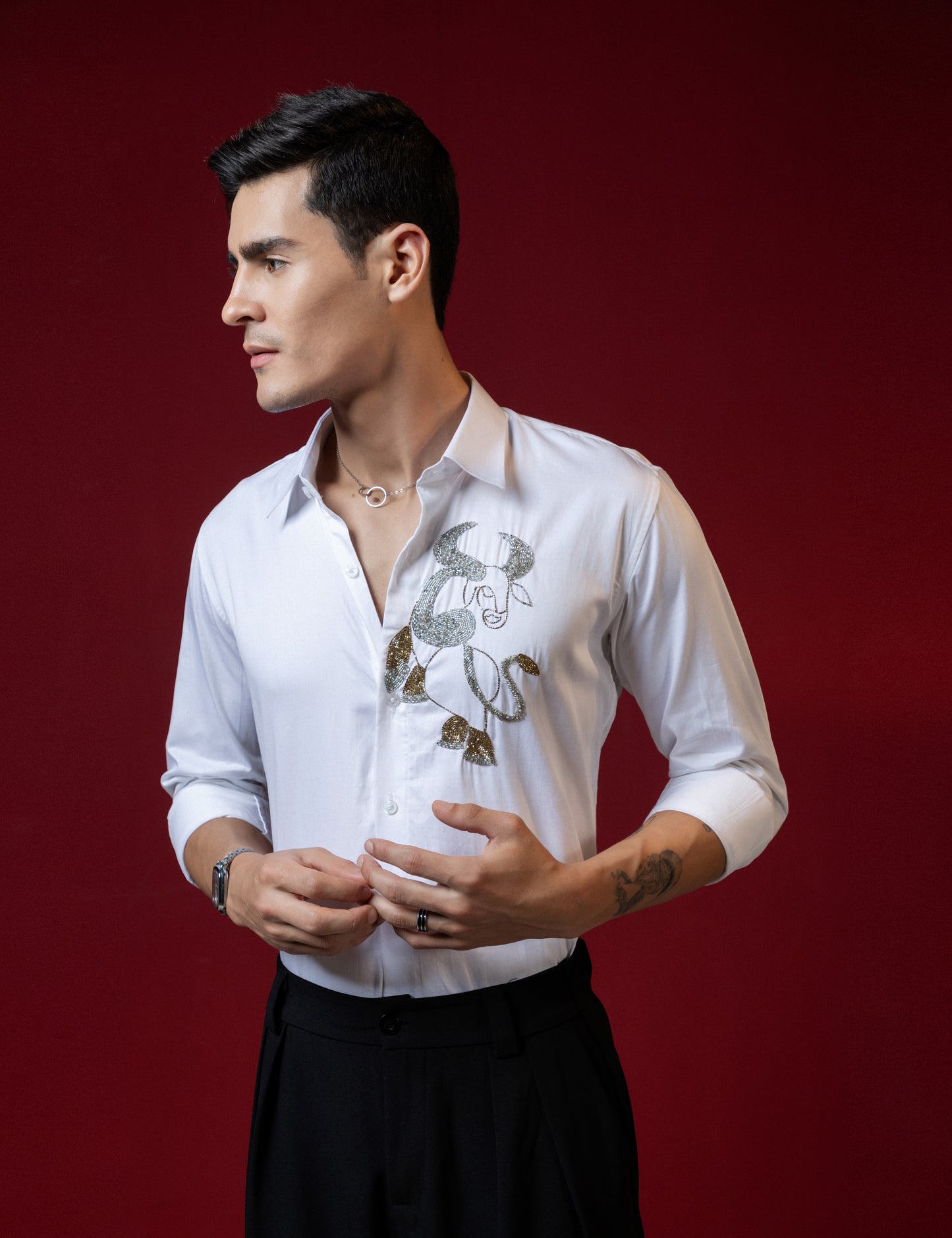 BIG BULL EMBROIDERED ON A SHIRT