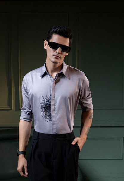 HAND MADE EMBROIDERY BLACK LINED PARTY WEAR