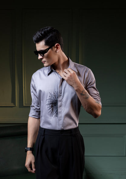 HAND MADE EMBROIDERY BLACK LINED PARTY WEAR