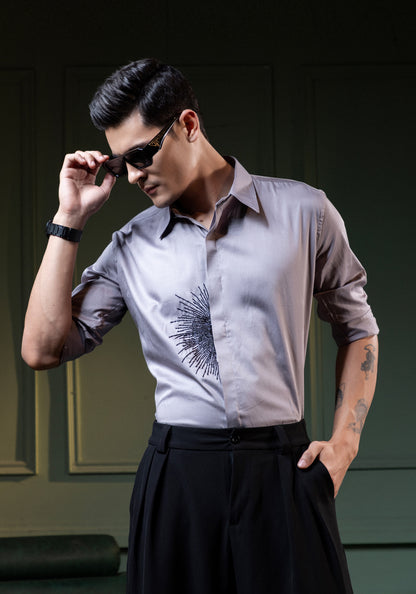 HAND MADE EMBROIDERY BLACK LINED PARTY WEAR