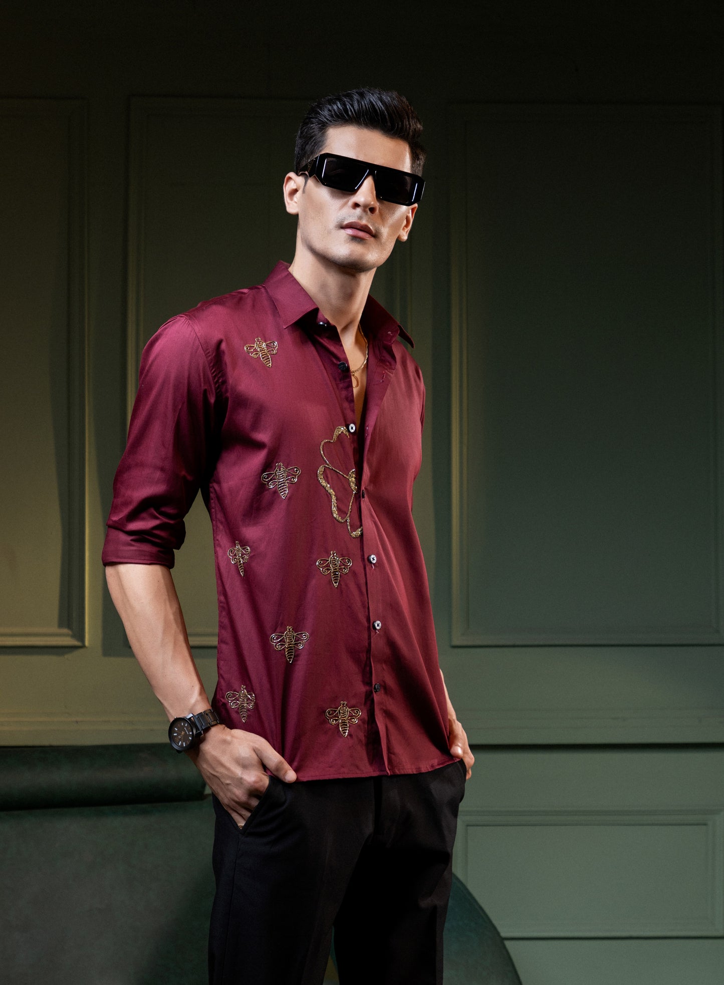 BEAUTIFUL FLOWER EMBROIDERY IN MAROON